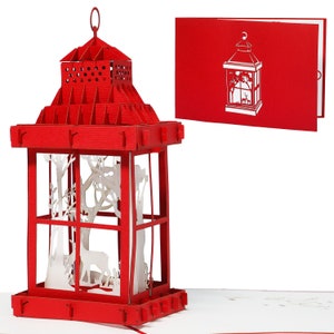LIN17537, LINPoUp®, Cartolina di Natale POP UP, Natale pop-up, Cartoline di Natale 3D, Cartoline dell'Avvento, Cartolina di Natale 3D, Lanterna, N444