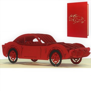 LIN17770, LINPopUp®, Pop-up-Kartenwagen, 3D-Kartenwagen rot, Klappkarte, Führerscheinwagen, Geburtstagskarte, Geschenkgutschein, N396