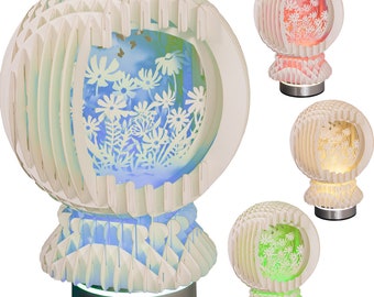 LIN17914, LINPopUp MagicPaper, boule de jardin de fleurs pop-up 3D, avec LED, cadeaux de fête des mères, anniversaire de mariage