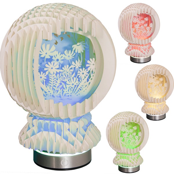 LIN17914, LINPopUp MagicPaper, boule de jardin de fleurs pop-up 3D, avec LED, cadeaux de fête des mères, anniversaire de mariage