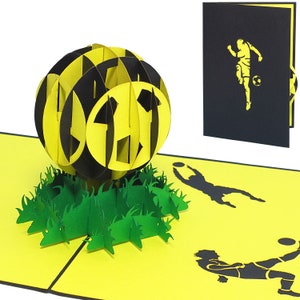 LIN17548, LINPopUp®, Pop Up Karte Fußball, Geburtstag, Stadion Schwarz Gelb, Auerbach Dortmund Bayreuth Bern Verona, 3D Fußball, N304