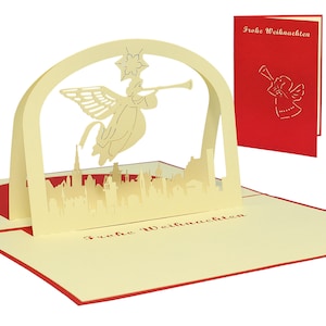 LIN17737, LINPopUp®, POP UP kerstkaart, 3D-kaarten, kerstwenskaart, kerstcadeaus, engelen, kerstlandschap, N407