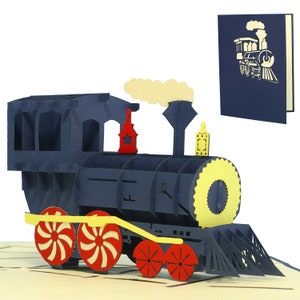 LIN17345, LINPopUp®, tarjeta de felicitación 3D POP UP, incluido el sobre "Steam engine", N228