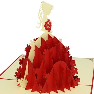 LIN17339, LINPopUp®, cartões POP UP, cartões 3D para meninas, cartão de felicitações princesa, cartão de aniversário, casamento, vestido de noiva, princesa, N225