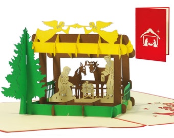 LIN17586, LINPopUp®, POP UP Christmas Card, Pop Up Christmas, Christmas Card, 3d Christmas Cards, Christmas, Nativity, N443