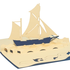 LIN17051, LINPopUp®, pop-upkaarten maritiem, pop-upkaart verjaardag, vakantie, reisvoucher, gevouwen kaarten, geldcadeau, schip, N104