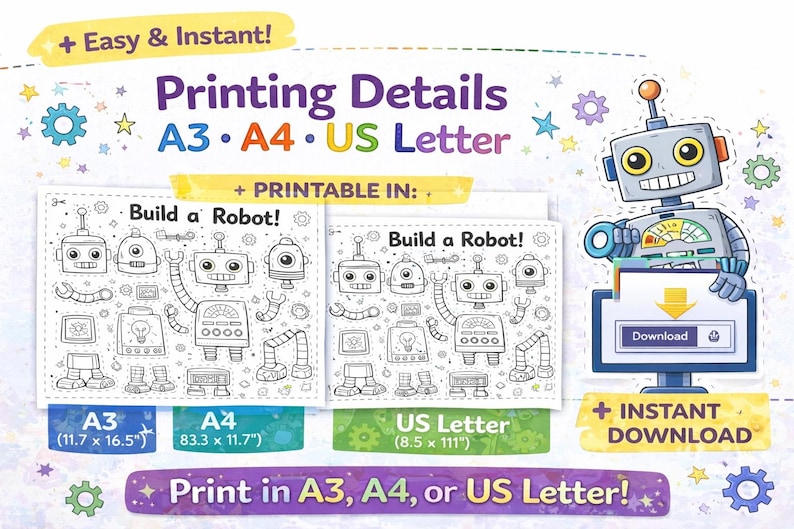 Build a Robot Cut and Paste Coloring Sheet | Robot Craft Printable for ...