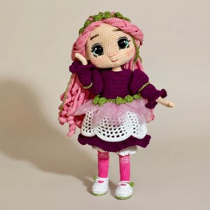 Pink Princess Pixie doll, amigurumi desen