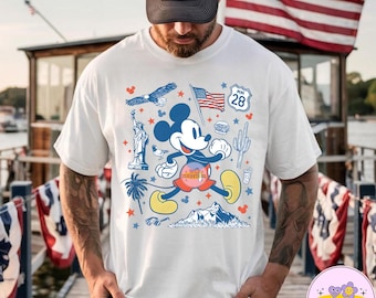 Disney Mickey Mouse USA Americana Collage PNG, Disney 4th of July Shirt, USA 250th Anniversary Tee, Independence Day Gift, America Patriotic