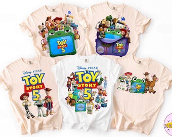 Disney und Pixar Toy Story 5 PNG, Woody Buzz Lightjahre Rex T-Shirt, Lilypad Toy Story Shirt, BTW Disneyland Familienurlaub 2026 Reise Shirt