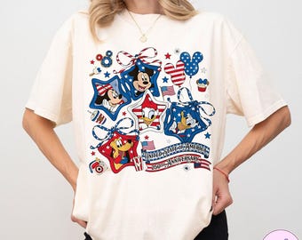 Mickey and Friends 4th of July 2026 PNG, Disney Independence Day Tee, Patriotic Disney Family Vacation Shirt, Red White Blue Disney Trip