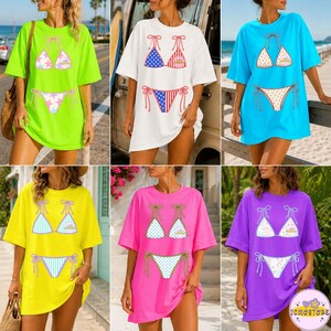 Summer Bikini PNG Bundle, Trendy Summer Shirt, Preppy Swimsuit Shirt, Striped Lake Girl Tee, Retro Summer Graphic design, Bikini Shirt