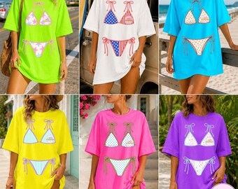 Summer Bikini PNG Bundle, Trendy Summer Shirt, Preppy Swimsuit Shirt, Striped Lake Girl Tee, Retro Summer Graphic design, Bikini Shirt