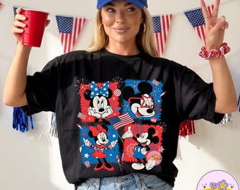 Mickey and Minnie USA PNG, Disney 4th of July Shirt, Retro Mickey and Minnie America Shirt, Disney USA Freedom Shirt, 250th Anniversary Tees