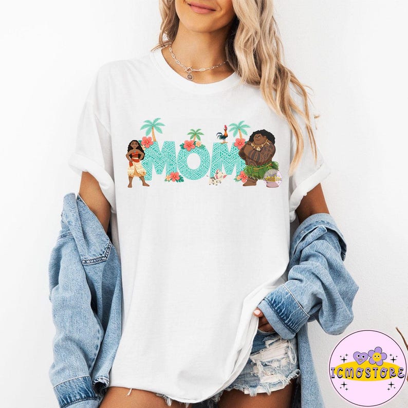 Disney Vaiana mamma PNG, Disney Vaiana Maui T-shirt, Disney Vaiana mamma skjorta, Vaiana familj matchande t-shirt, present till mamma, familjesemester bild 2