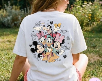 Retro Mickey and Friends Signatures PNG, Magical Shirt, Disney Characters Tee, Disney Mouse Head Tee, Mickey & Co Gift, Disney Tee