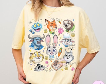 Disney Zootopia Characters Signature Sketch PNG, Judy Hopps Nick Wilde Zotropolis Family Matching Shirt, WDW Disneyland Trip Comfort Colors