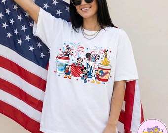 Disney 4th Of July Latte Drink Cup PNG, Cute Mickey Mouse Independence Day Coffee Tea shirt, USA Epcot Tee, Disneyland Vacation Gift