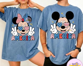 Mickey And Minnie Patriotic USA Matching PNG, Happy 4th of July Shirt, Disney Couple Independence Day 2026 Tee, American Freedom Shirt