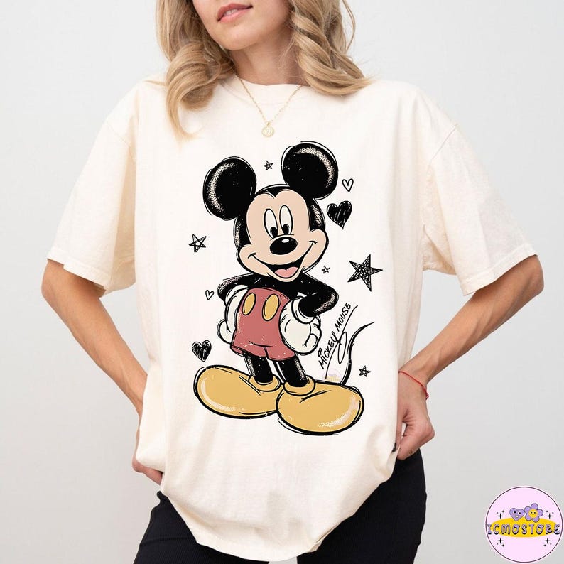 Retro Mickey and Friends Signatures PNG, Disney Mickey Mouse Tee, Magical Shirt, Disney Characters Tee, Mickey & Co Gift, Disney Tee image 1