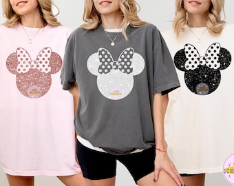 Minnie Ear PNG, Disney Shirt, Glitter Black, Minnie Shirt, Cute Ear Shirt, Disney Shirt for Woman, Disney Ear Shirt, Matching Disney Shirts