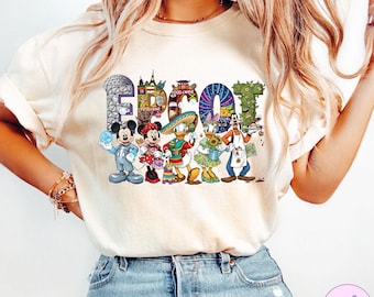 Mickey and Friends PNG, Epcot Travel Shirt, Disneyland Vacation Shirt, Disney Group Shirt, Disney Family Trip Matching, Epcot Food Wine Tee