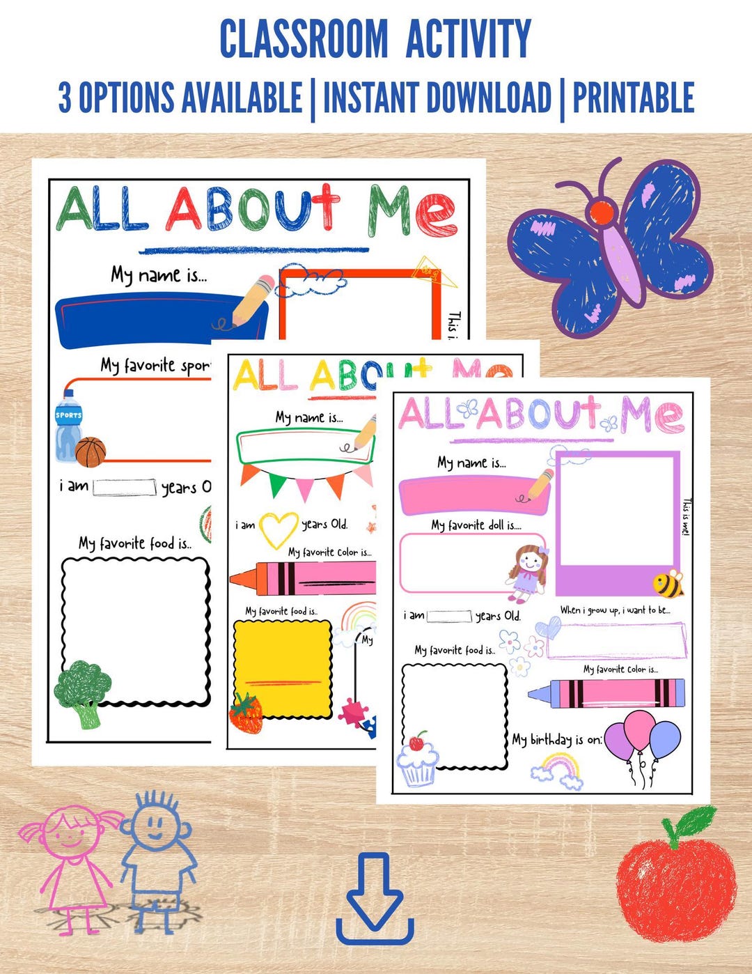 All About Me Template, Back to School Activity - Etsy