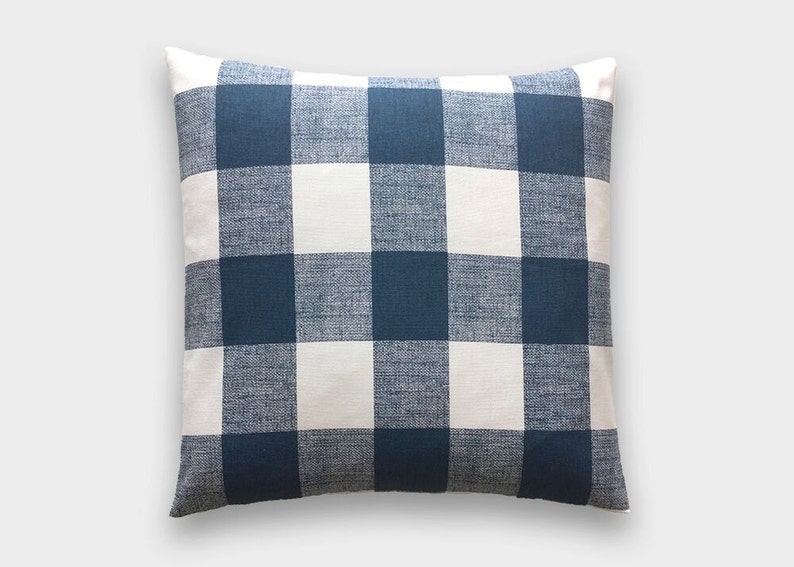 Navy Buffalo Check Throw Pillow Cover. 16X16 Inches. Dark Blue Etsy