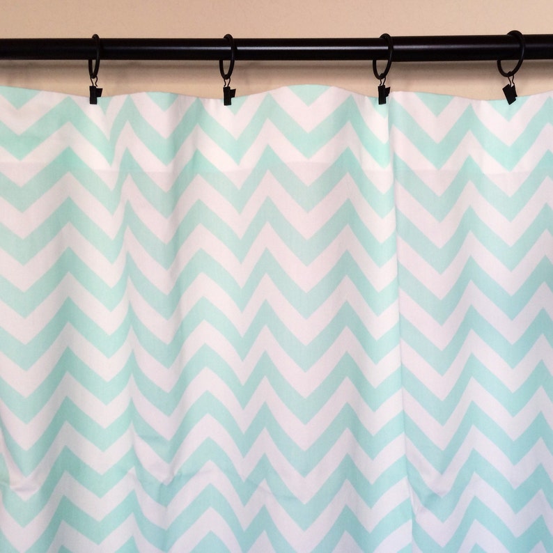 Mint Chevron Curtain Panels Drapery Curtains. Sale READY TO SHIP 50 X 63 Inches Set Window Treatments