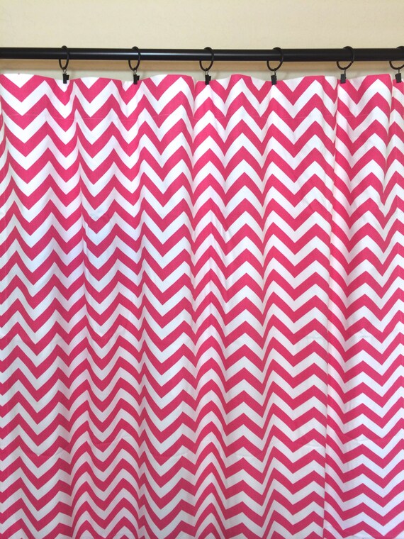 One Panel Hot Pink Zigzag Chevron Geometric Curtains Etsy