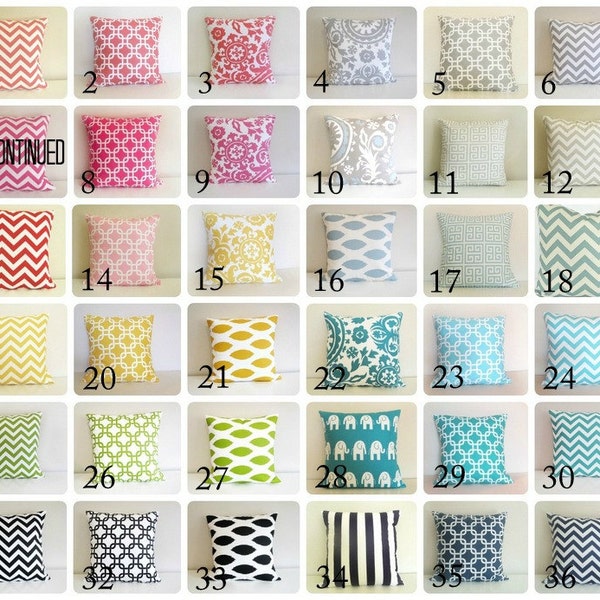 MOVING SALE Decorative Throw Pillow Covers. 16 X 16 Inch. Chevron, Chain Link, Suzani, Red, Pink, Yellow, Orange, Green Blue, Gray, Black