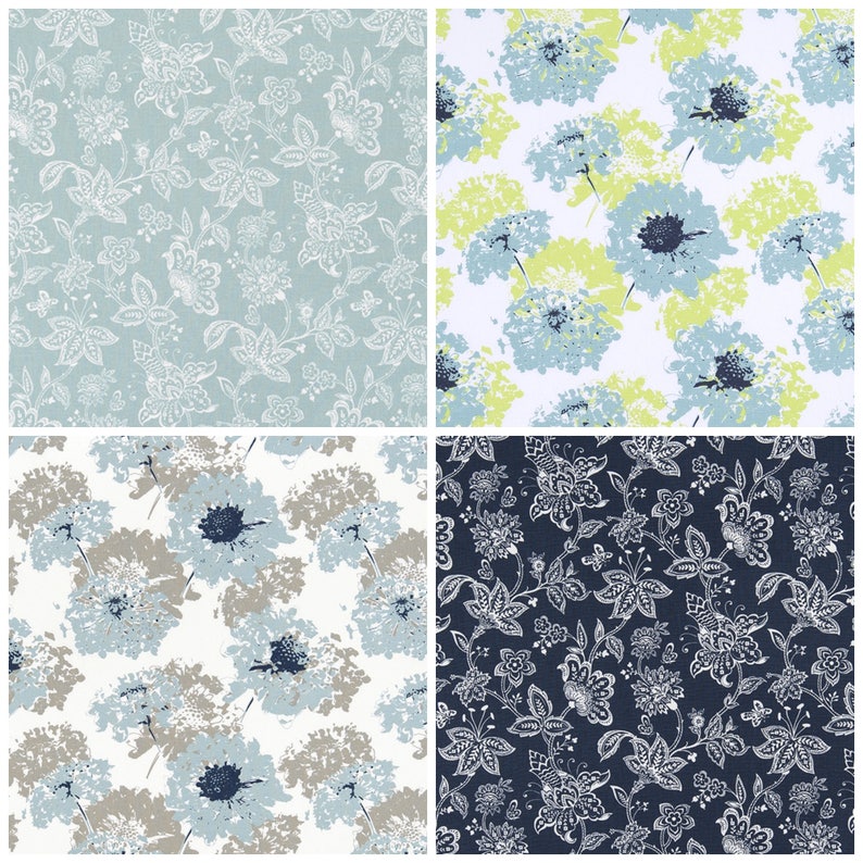 Floral Curtain Panels Blue Curtain Panels Navy Blue And Etsy