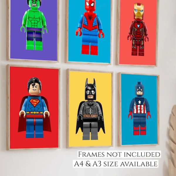 Set of 3 or 6 superhero prints