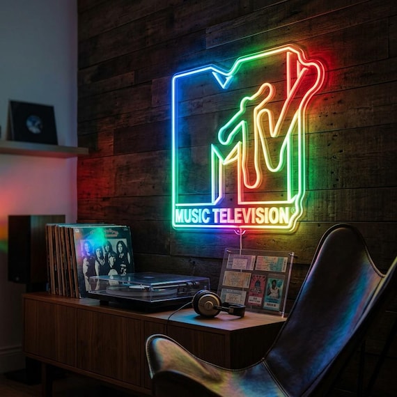 MTV Logo LED Sign, Wall Decor, Dynamic RGB Sign