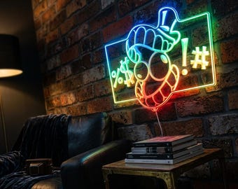 The Amazing Digital Circus Caine's Bleep Swear Decor New Achievement LED Sign, Gamer Reading Room Sign