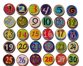 Epoxy Large Teacher magnets, Student numbers,  rainbow numbers, classroom supplies, office supplies, student magnets, 1 inch round