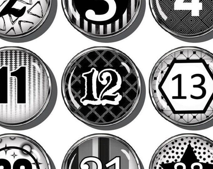 Big black and white glass numbers with a fun pattern  for a magnetic surface. For classrooms, teachers or planning.