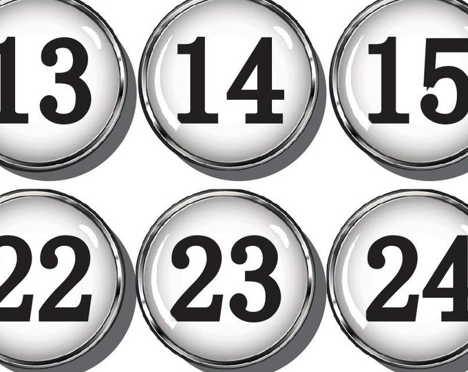 Big white numbers. Magnetic numbers for your calendar. Glass numbers