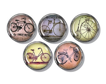 Antique bicycle magnets, set of five