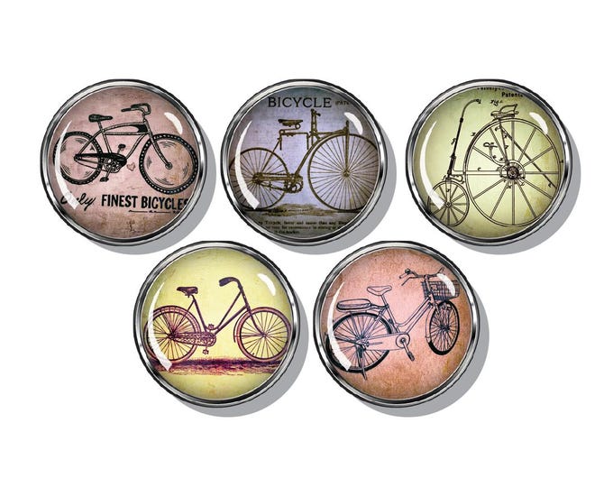 Antique bicycle magnets, set of five