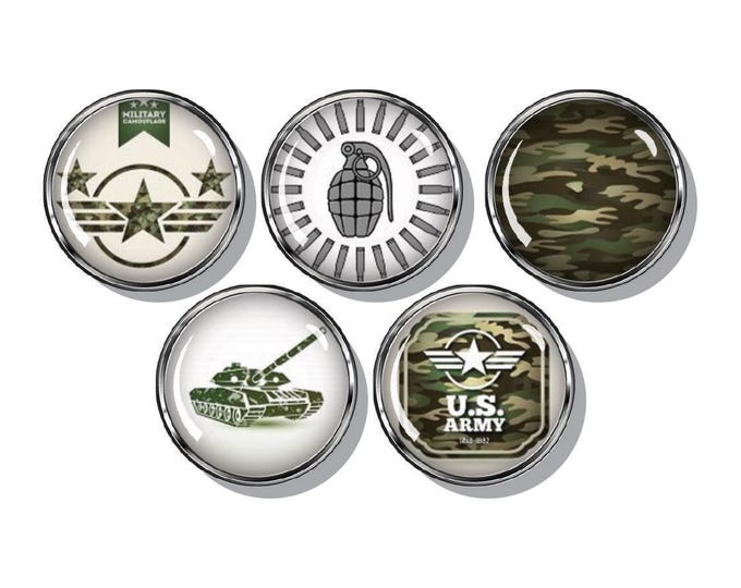 Army, camouflage, grenade, tank, set of five magnets