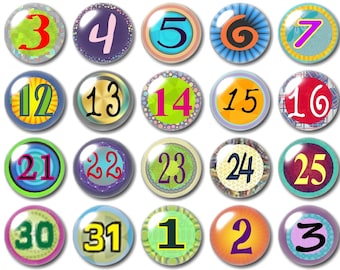 Glass fun colorful number magnets for your calendar