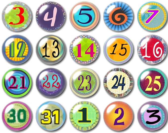 Glass fun colorful number magnets for your calendar