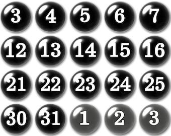 Glass Black and White Numbers | Planner Numbers |  Black Calendar Magnets |  Teacher Planning | Dry Erase Calendar