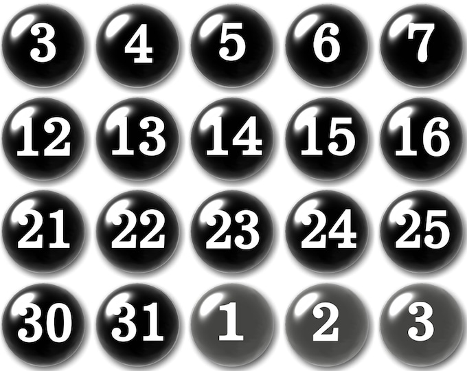 Glass Black and White Numbers | Planner Numbers |  Black Calendar Magnets |  Teacher Planning | Dry Erase Calendar