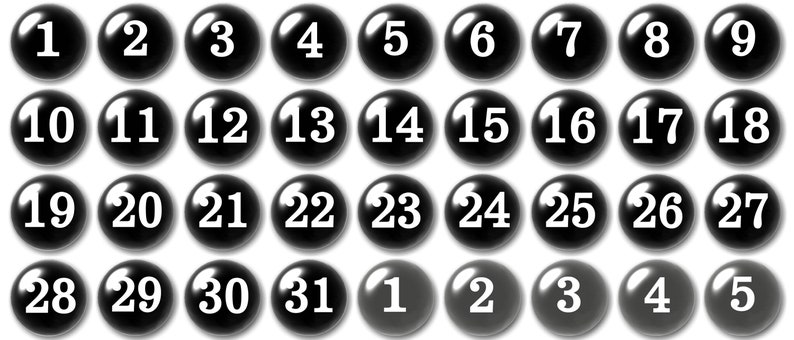 Glass Black and White Numbers Planner Numbers Black Calendar Magnets Teacher Planning Dry Erase Calendar image 1