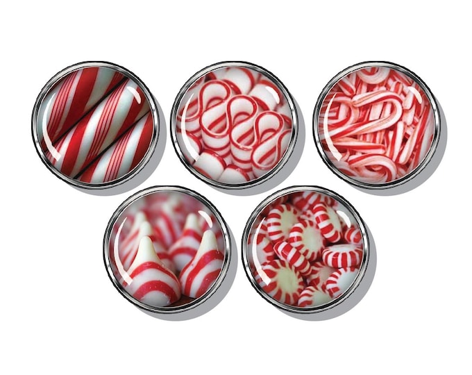 Candy Cane peppermint Christmas magnets