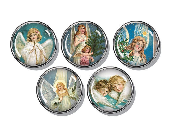 Angels, Christmas, vintage, magnets set of five