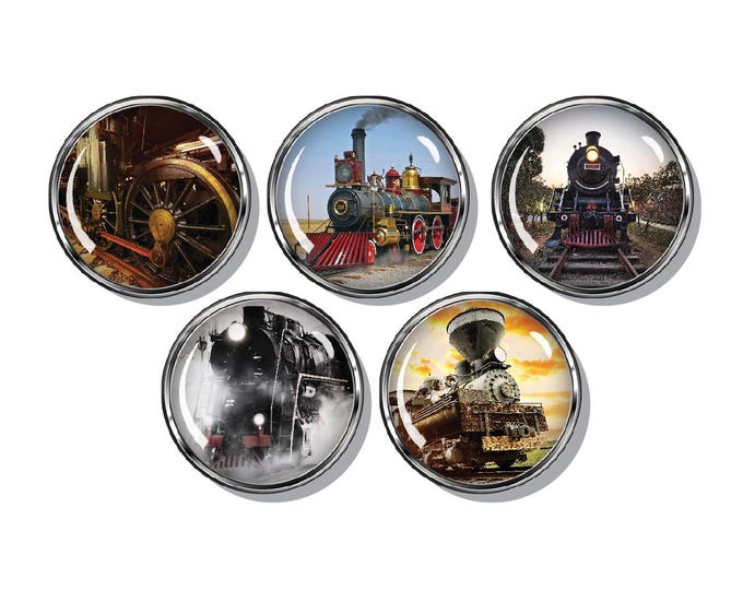 Old Railroad Trains Set of 5 magnets