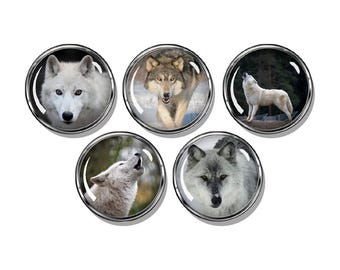 Wolf magnet set of five magnets